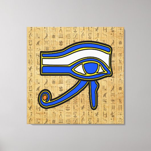 Blue Horus Eye On Hieroglyphsキャンバス印刷 キャンバスプリント (正面)
