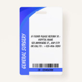 Blue Hospital Employee ID Badge Template バッジ (裏面)