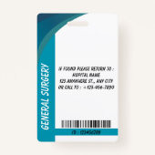 Blue Hospital Employee ID Badge Template バッジ (裏面)