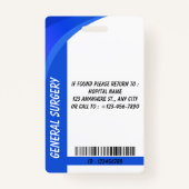 Blue Hospital Employee ID Badge Template バッジ (裏面)