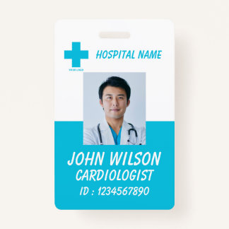 Blue Hospital Employee Name ID Badge バッジ