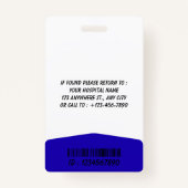 Blue Hospital Logo Employee Photo ID Badge バッジ (裏面)