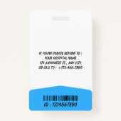 Blue Hospital Logo Employee Photo ID Badge バッジ (裏面)