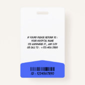Blue Hospital Logo Employee Photo ID Badge バッジ (裏面)