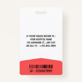 Blue Hospital Logo Employee Photo ID Badge バッジ (裏面)