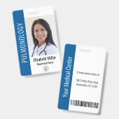 Blue Hospital Medical Employee Photo ID Blue バッジ (正面＆裏面)