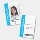 Blue Hospital Medical Employee Photo ID Blue バッジ (正面＆裏面)