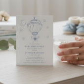 Blue Hot Air Balloon Adventure Baby Shower  招待状