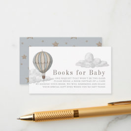 Blue Hot Air Balloon Baby Shower Book Request エンクロージャーカード