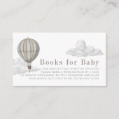 Blue Hot Air Balloon Baby Shower Book Request エンクロージャーカード (正面)