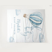 Blue Hot Air Balloon Baby Shower Photo Backdrop タペストリー (正面(横))
