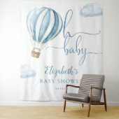 Blue Hot Air Balloon Baby Shower Photo Backdrop タペストリー (インサイチュ)