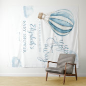 Blue Hot Air Balloon Baby Shower Photo Backdrop タペストリー (インサイチュ(横))
