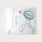 Blue Hot Air Balloon Baby Shower Photo Backdrop タペストリー (正面(横))