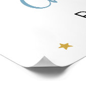 Blue Hot Air Balloon Bear Baby Shower Welcome Sign ポスター (角)