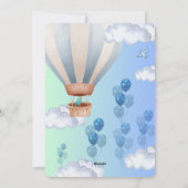Blue Hot Air Balloon Boy Birthday Invitation  招待状 (裏面)
