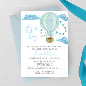 Blue Hot Air Balloon "It's a Boy" Baby Shower 招待状