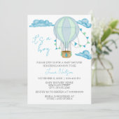 Blue Hot Air Balloon "It's a Boy" Baby Shower 招待状 (スタンド正面)