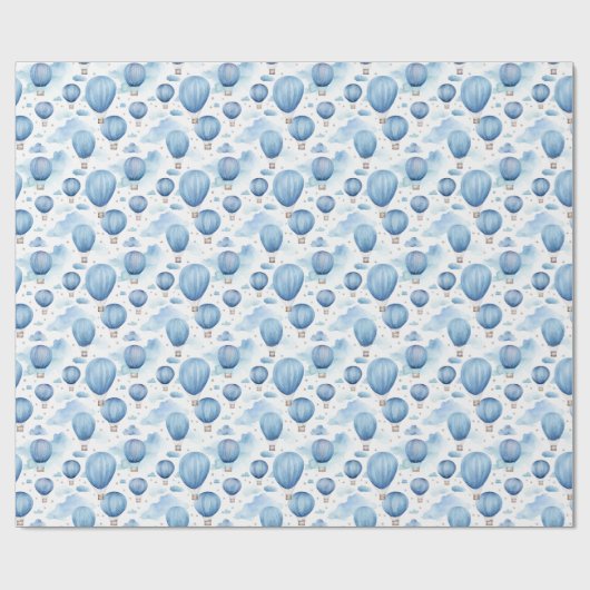 Blue Hot Air Balloon Sky for Baby Boy Nursery ラッピングペーパー (フラット)
