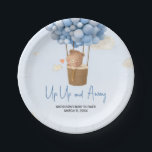 Blue Hot Air Balloon Up and Away Baby Shower ペーパープレート<br><div class="desc">Make your Hot Air Balloon baby shower extra special with these delightful round paper plates! Sturdy yet stylish,  these plates are perfect for serving delicious bites while complementing your theme in the most adorable way. BS245</div>