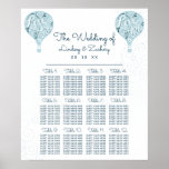 Blue Hot Air Balloon Wedding Table Seating Chart ポスター<br><div class="desc">Hand Lettered Love Pastel Light Sky Blue Hot Air Balloon, with Love is in the air hand drawn text, cute balloon, hearts, swirls, doodles, and fun fonts. Background color can be customized to any of your choosing, just click the customize further link. Perfect for a Spring or Summer wedding -...</div>