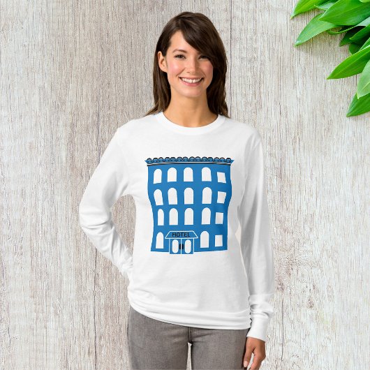 Blue Hotel Building Vintage City Architecture Tシャツ