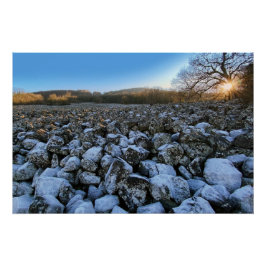 Blue hour in volcanic region of France ポスター
