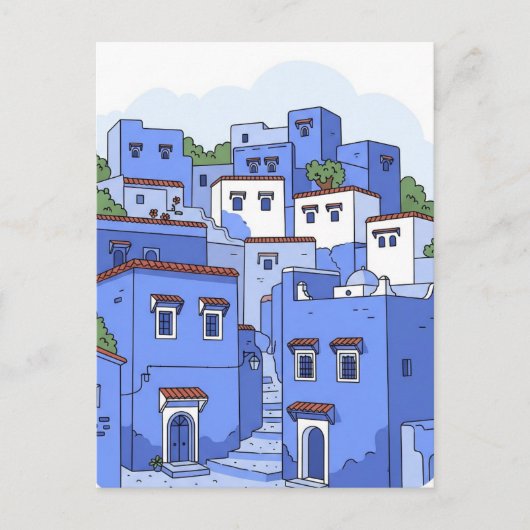 Blue Houses in Chefchaouen Morocco Travel ポストカード (正面)