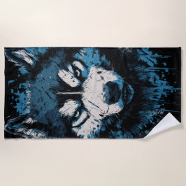 Blue Husky Beach Towel – Bold Dog Art ビーチタオル