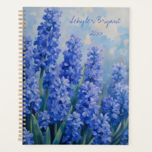 Blue Hyacinths Floral Spiral-bound Botanical プランナー手帳 (正面)