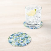 Blue Hydrangea ラウンドペーパーコースター (インサイチュ)