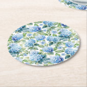 Blue Hydrangea ラウンドペーパーコースター (アングル)