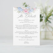 Blue Hydrangea and Pink Rose Floral Garden Wedding エンクロージャーカード (スタンド正面)