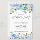 Blue Hydrangea and Rose Celebration of Life invite (正面)