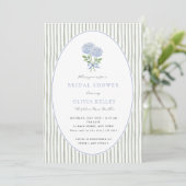 Blue Hydrangea and Stripes Bridal Shower 招待状 (スタンド正面)