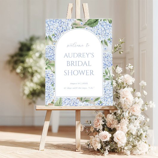 Blue Hydrangea Arched Welcome Sign, Flower Border アクリルサイン