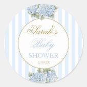 Blue Hydrangea Baby Shower ラウンドシール (正面)