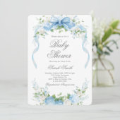Blue Hydrangea Baby Shower Boy Invitation 招待状 (スタンド正面)