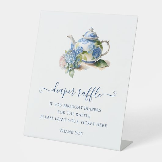  Blue Hydrangea Baby Shower  Diaper Raffle Ticket  台座サイン (正面)