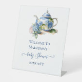  Blue Hydrangea Baby Shower Tea Party Welcome  台座サイン (正面)