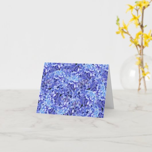 Blue Hydrangea Blank Note Card カード (黄色い花)