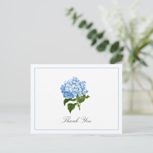 Blue Hydrangea Bloom Traditional Thank You ポストカード (スタンド正面)