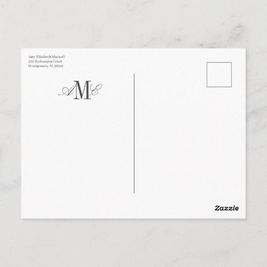 Blue Hydrangea Bloom Traditional Thank You ポストカード (裏面)