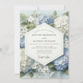 Blue Hydrangea Botanical Bloom Wedding 招待状 (正面)