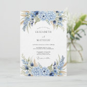 Blue Hydrangea Botanical Wedding 招待状 (スタンド正面)