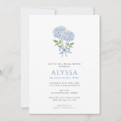 Blue Hydrangea Bouquet and Bow Bridal Shower 招待状 (正面)