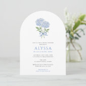 Blue Hydrangea Bouquet & Bow Bridal Shower Arched 招待状 (スタンド正面)