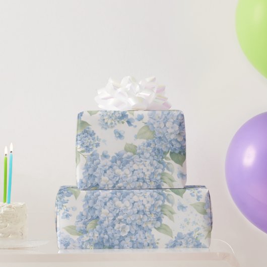 Blue Hydrangea Bouquet Gift Wrap ラッピングペーパー (パーティーギフト)