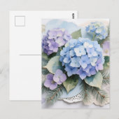 Blue Hydrangea Bouquet Watercolor Serenity ポストカード (正面/裏面)