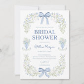 Blue Hydrangea Bow Bridal Shower Invitation 招待状 (正面)